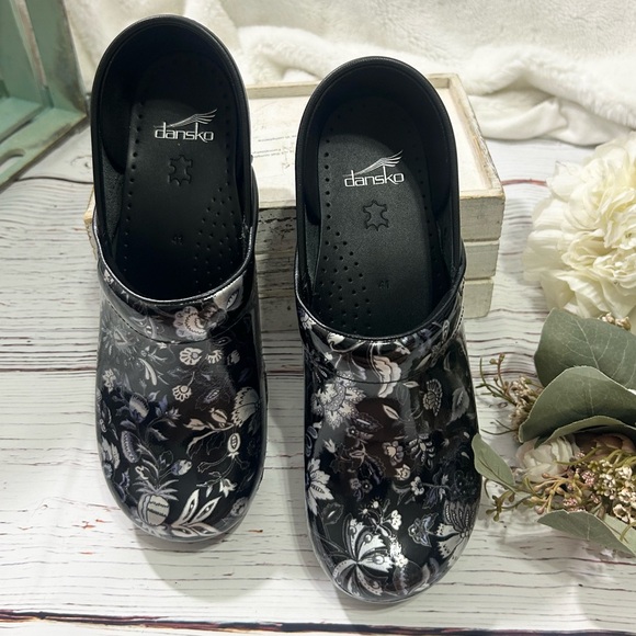 Dansko Shoes - Dansko pro floral print metallic clogs